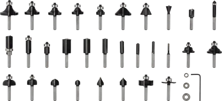 Conjunto misto de brocas para roteador Bosch PRO, 30 peças com haste de 1/4 de polegada.